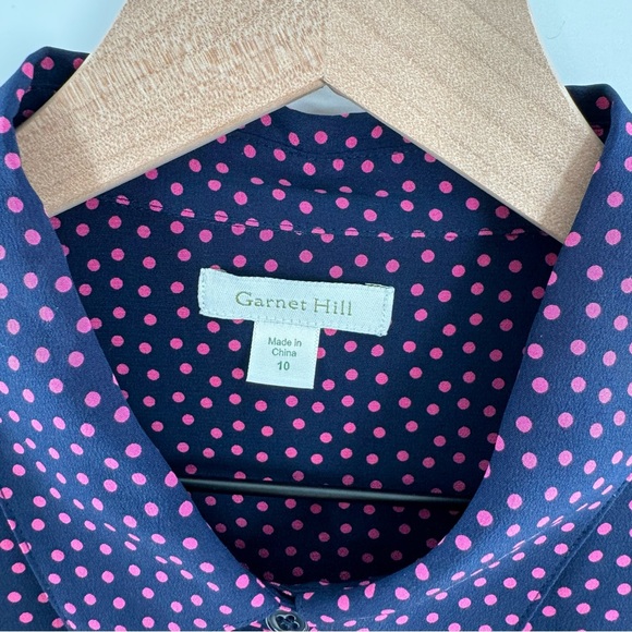 Garnet Hill 100% Silk Utility Blouse Long Sleeve Button Cuff Hidden Placket 10 - Picture 3 of 7